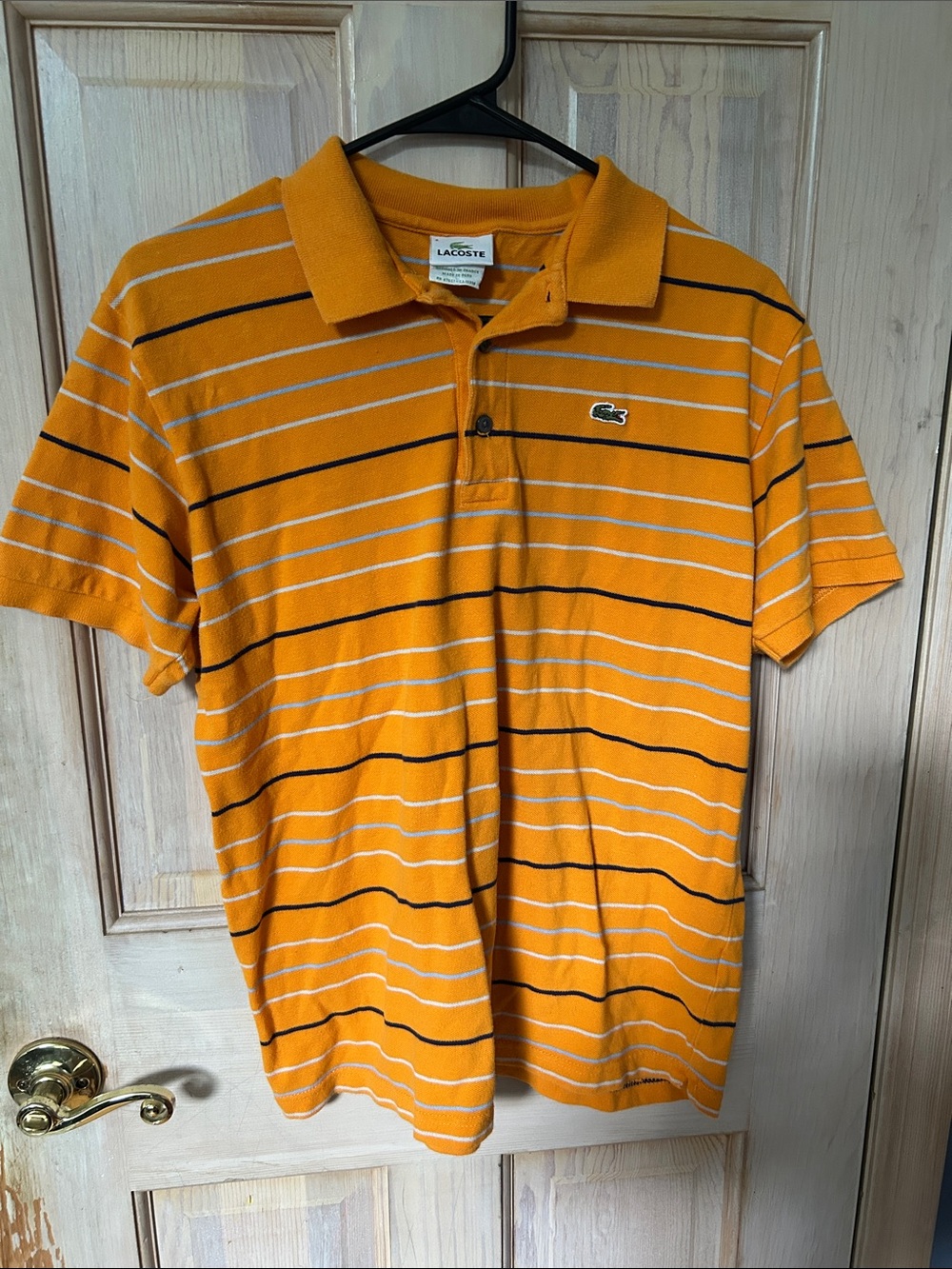 Lacoste Men’s Orange Striped Polo with Black & White Lines